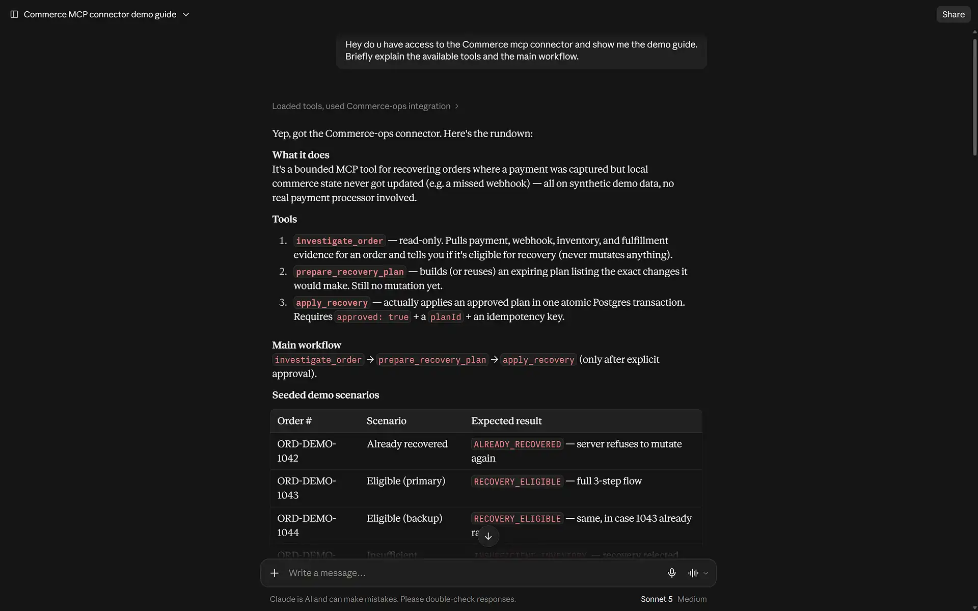 Commerce Operations Recovery MCP project overview