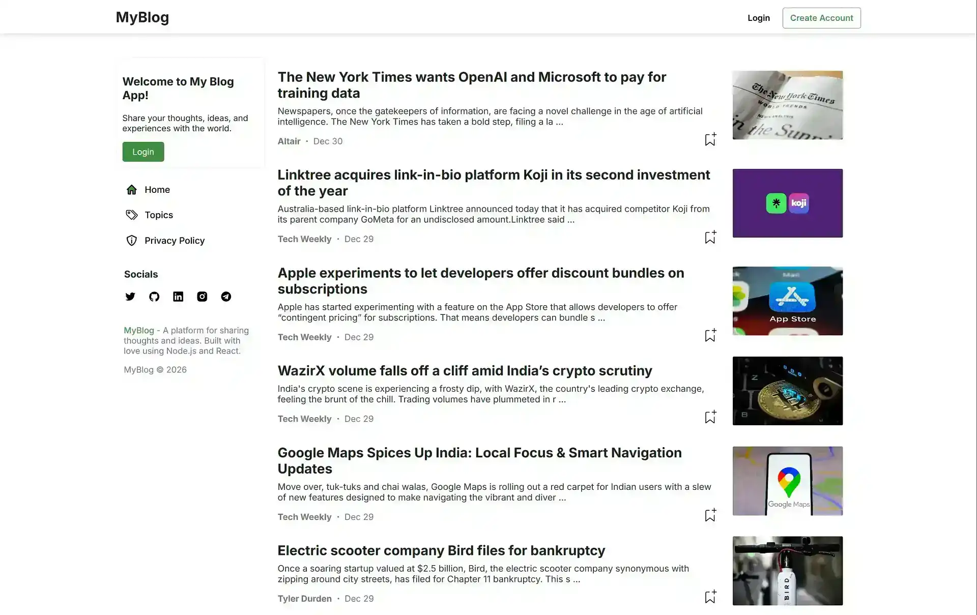 MyBlog publishing platform